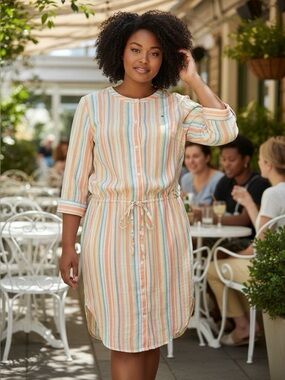 🌻Tommy Hilfiger Multicoloured Striped Shirt Dress #186